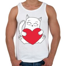 PRINTFASHION Cica szívvel - Férfi atléta - Fehér