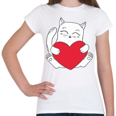 PRINTFASHION Cica szívvel - Női póló - Fehér