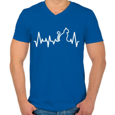 PRINTFASHION Cica szívverés - Férfi V-nyakú póló - Királykék férfi póló