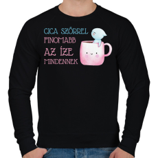 PRINTFASHION Cica szőrrel finomabb - Bögre - Férfi pulóver - Fekete