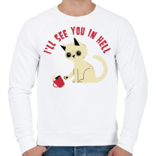 PRINTFASHION Cica - találkozunk a pokolban - Férfi pulóver - Fehér férfi pulóver, kardigán