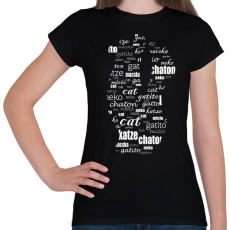 PRINTFASHION cica többnyelven - Női póló - Fekete