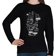 PRINTFASHION cica többnyelven - Női pulóver - Fekete