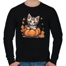 PRINTFASHION cica tökben - Férfi pulóver - Fekete