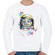 PRINTFASHION Cica - úrhajós - Férfi pulóver - Fehér