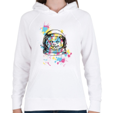 PRINTFASHION Cica - úrhajós - Női kapucnis pulóver - Fehér női pulóver, kardigán