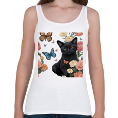 PRINTFASHION cica virágokkal és pillangókkal - Női atléta - Fehér
