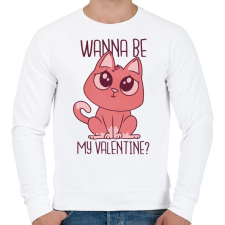 PRINTFASHION Cica - Wanna be my Valentine - Férfi pulóver - Fehér férfi pulóver, kardigán