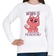 PRINTFASHION Cica - Wanna be my Valentine  - Női pulóver - Fehér