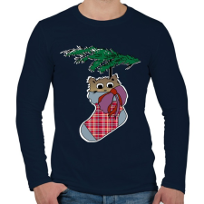 PRINTFASHION cica zokniban - Férfi hosszú ujjú póló - Sötétkék férfi póló