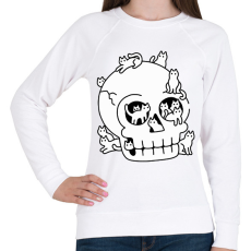 PRINTFASHION Cicák és koponya - Női pulóver - Fehér