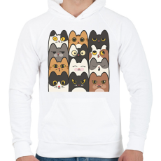 PRINTFASHION Cicák - Férfi kapucnis pulóver - Fehér