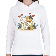 PRINTFASHION Cicák párban - Női kapucnis pulóver - Fehér