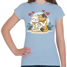 PRINTFASHION Cicák párban - Női póló - Világoskék