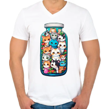 PRINTFASHION Cicák üvegben - Férfi V-nyakú póló - Fehér férfi póló