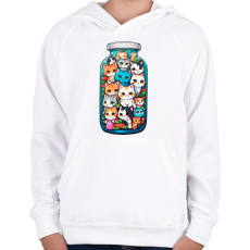 PRINTFASHION Cicák üvegben - Gyerek kapucnis pulóver - Fehér