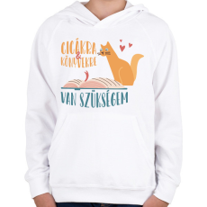 PRINTFASHION Cicákra & Könyvekre van szükségem - Gyerek kapucnis pulóver - Fehér