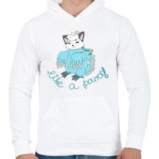PRINTFASHION Cicapapagáj - Férfi kapucnis pulóver - Fehér
