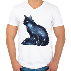 PRINTFASHION Cicás csillagkép - Férfi V-nyakú póló - Fehér