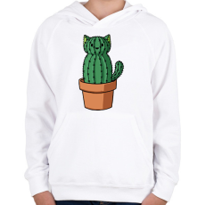 PRINTFASHION Cicás kaktusz - Gyerek kapucnis pulóver - Fehér