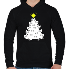 PRINTFASHION Cicás Karácsonyfa - Férfi kapucnis pulóver - Fekete