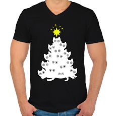 PRINTFASHION Cicás Karácsonyfa - Férfi V-nyakú póló - Fekete