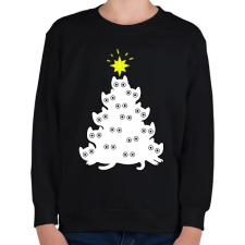 PRINTFASHION Cicás Karácsonyfa - Gyerek pulóver - Fekete gyerek pulóver, kardigán
