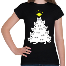 PRINTFASHION Cicás Karácsonyfa - Női póló - Fekete női póló