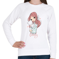 PRINTFASHION Cicás lány - Női pulóver - Fehér