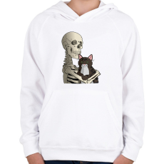 PRINTFASHION Cicás leszek amíg élek (cirmos cicával) - Gyerek kapucnis pulóver - Fehér