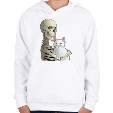 PRINTFASHION Cicás leszek amíg élek (fehér cicával) - Gyerek kapucnis pulóver - Fehér