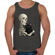 PRINTFASHION Cicás leszek amíg élek (fekete cicával) - Férfi atléta - Sötétszürke