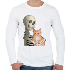 PRINTFASHION Cicás leszek amíg élek (vörös cicával) - Férfi hosszú ujjú póló - Fehér férfi póló