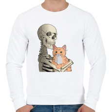 PRINTFASHION Cicás leszek amíg élek (vörös cicával) - Férfi pulóver - Fehér