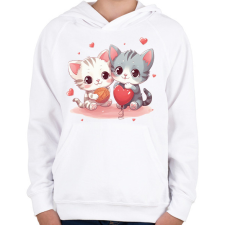PRINTFASHION Cicás szív - Gyerek kapucnis pulóver - Fehér gyerek pulóver, kardigán