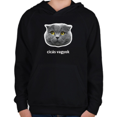 PRINTFASHION cicás vagyok - Gyerek kapucnis pulóver - Fekete