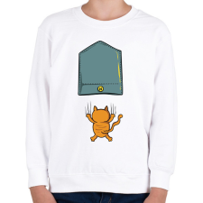 PRINTFASHION Cicás zsebminta - Gyerek pulóver - Fehér gyerek pulóver, kardigán