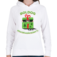 PRINTFASHION Cicát mindenkinek! Karácsonyi  - Női kapucnis pulóver - Fehér