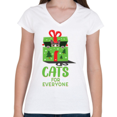 PRINTFASHION Cicát mindenkinek - Női V-nyakú póló - Fehér