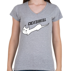 PRINTFASHION cicázNIKEll.b - Női V-nyakú póló - Sport szürke