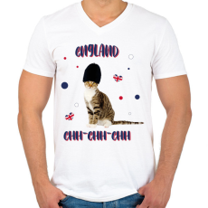 PRINTFASHION Cicc-cicc - England - Férfi V-nyakú póló - Fehér