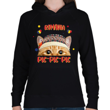 PRINTFASHION Cicc-cicc - Romania - Női kapucnis pulóver - Fekete női pulóver, kardigán