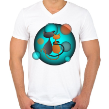 PRINTFASHION Ciclove - Férfi V-nyakú póló - Fehér férfi póló