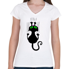 PRINTFASHION Cicmic, aki hazavár - Női V-nyakú póló - Fehér női póló