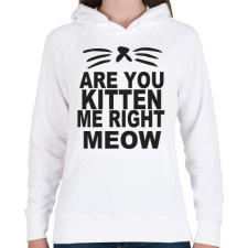 PRINTFASHION Cicózol velem? meoww - Női kapucnis pulóver - Fehér női pulóver, kardigán