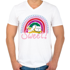 PRINTFASHION Cicus - Férfi V-nyakú póló - Fehér