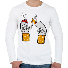 PRINTFASHION Cigaretta pár - Férfi hosszú ujjú póló - Fehér