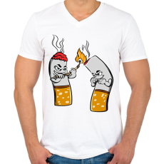 PRINTFASHION Cigaretta pár - Férfi V-nyakú póló - Fehér