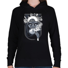 PRINTFASHION Cigis majom - Női kapucnis pulóver - Fekete