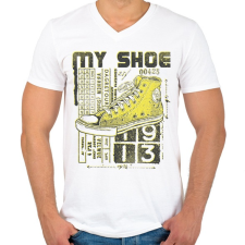 PRINTFASHION cipő - Férfi V-nyakú póló - Fehér férfi póló